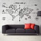 Adesivo De Parede Mapa-múndi Origami Uma Vida Só-g 195x100cm
