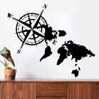 Adesivo De Parede Mapa-múndi Rosa Dos Ventos Do Lado-m 58x98