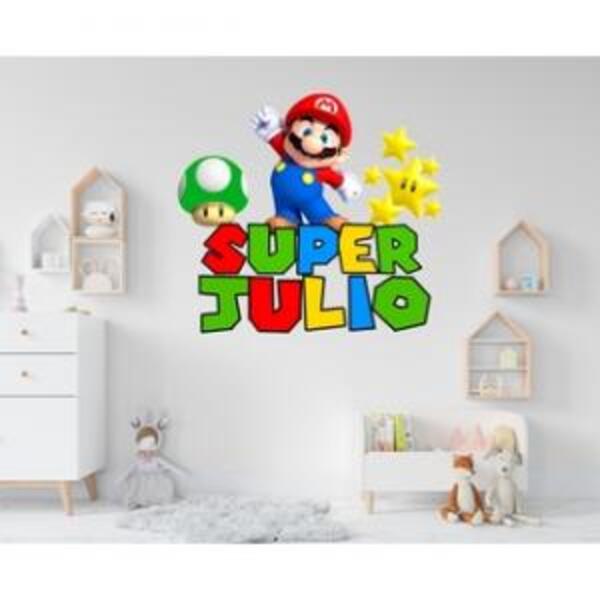 Adesivo De Parede Mario Personalizado Mod01 Medidas:60 X 54 Cm