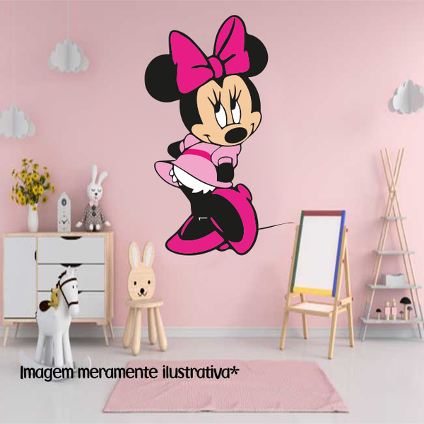 Adesivo De Parede Minnie Rosa  37,5 X 60 Cm