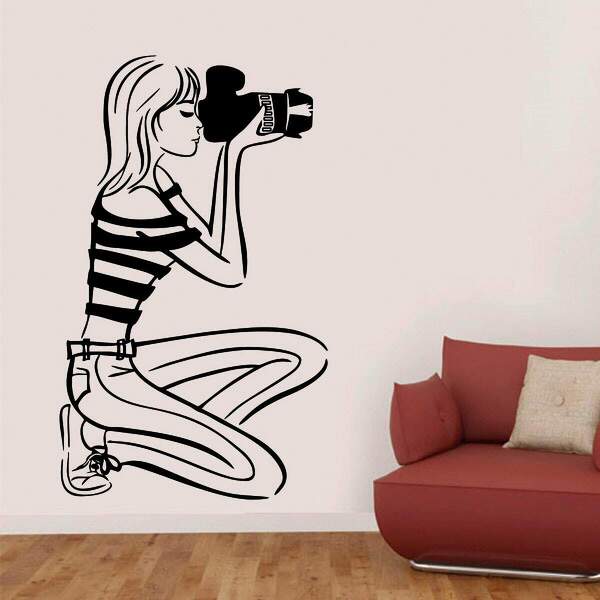 Adesivo De Parede Mulher Fotografando-m 60x100cm