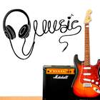 Adesivo De Parede Música Fone De Ouvido-m 74x48cm