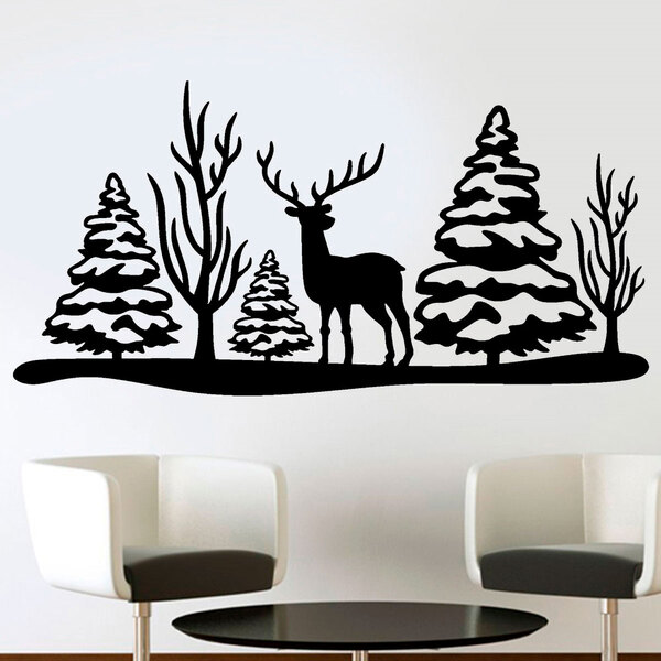 Adesivo De Parede Natal Rena E Pinheiros-eg 197x98cm