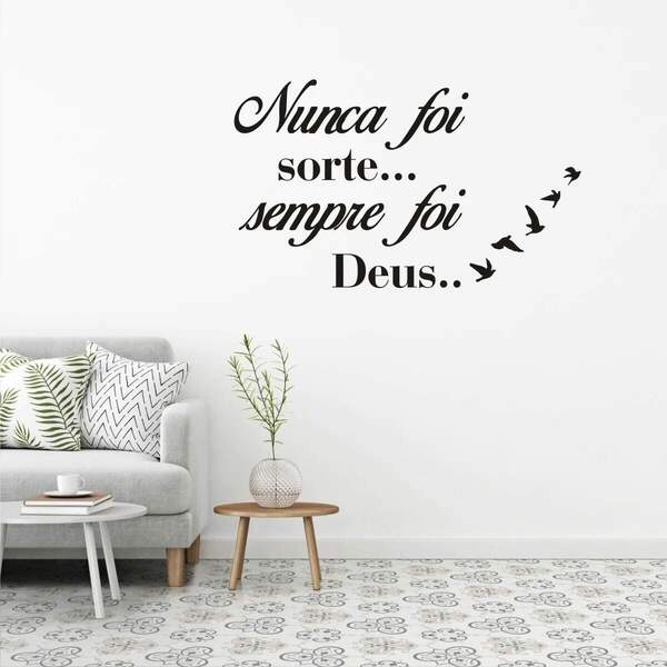 Adesivo De Parede Nunca Foi Sorte Sempre Foi Deus-eg 132x80