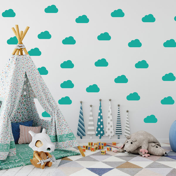 Adesivo De Parede Nuvens Azul Tiffany 45un