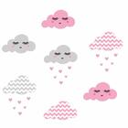 Adesivo De Parede Nuvens Chevron Rosa Chuva De Amor
