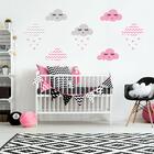 Adesivo De Parede Nuvens Chevron Rosa Chuva De Amor