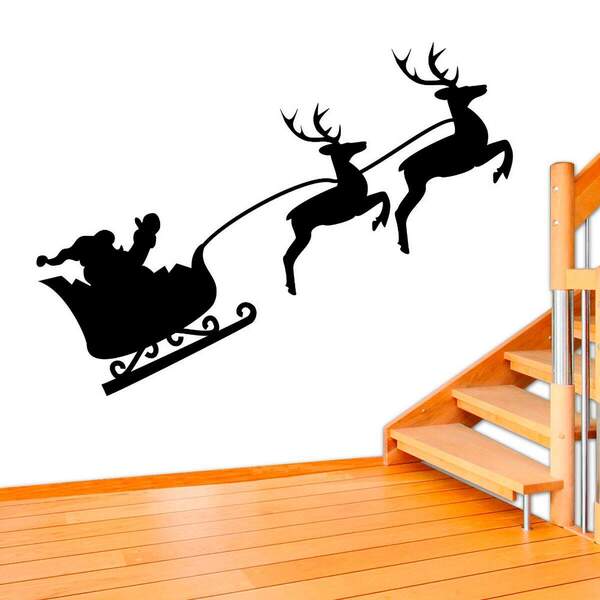 Adesivo De Parede Papai Noel E Trenó-p 38x15cm