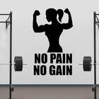 Adesivo De Parede Para Academia No Pain No Gain 2-g 48x80cm