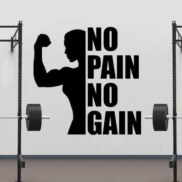 Adesivo De Parede Para Academia No Pain No Gain-eg 100x100cm