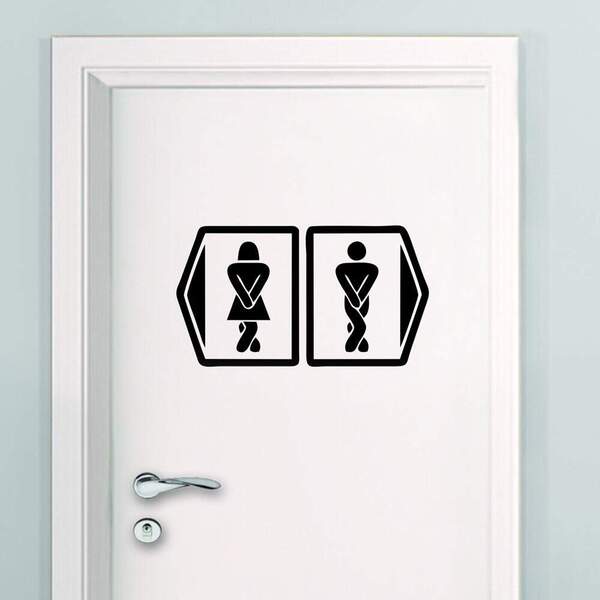 Adesivo De Parede Para Banheiro Homem E Mulher-en 98x48cm