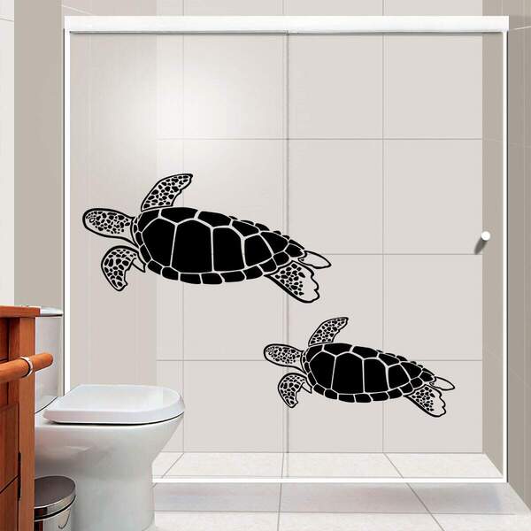 Adesivo De Parede Para Banheiro Tartaruga-eg 98x48cm