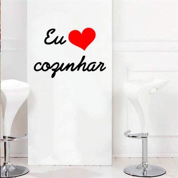 Adesivo De Parede Para Cozinha Eu Amo Cozinhar-g 33x80cm