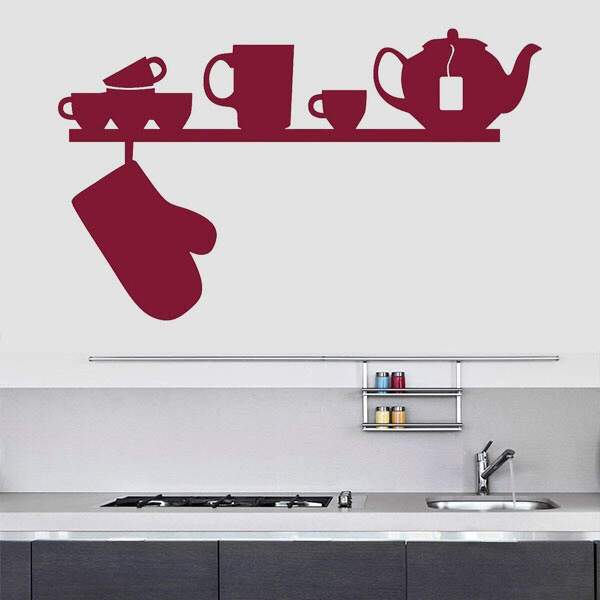 Adesivo De Parede Para Cozinha Prateleira Itens-m 58x35cm