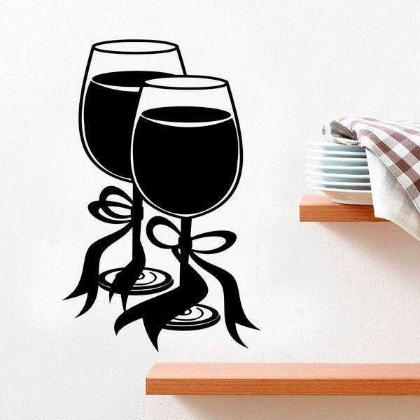 Adesivo De Parede Para Cozinha Taça De Vinho-eg 58x90cm