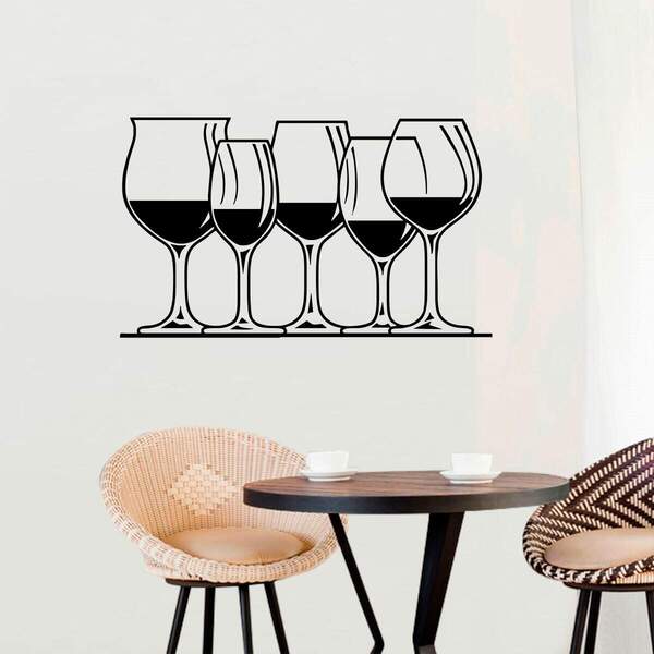 Adesivo De Parede Para Cozinha Taças De Vinho-eg 68x40cm