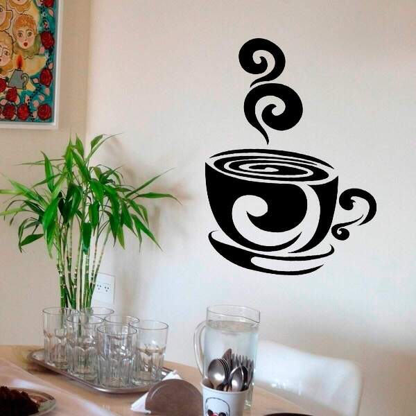 Adesivo De Parede Para Cozinha Xícara De Café 2-m 33x50cm