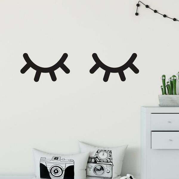 Adesivo De Parede Para Quarto Cílios Olhinhos Fechados 19cm