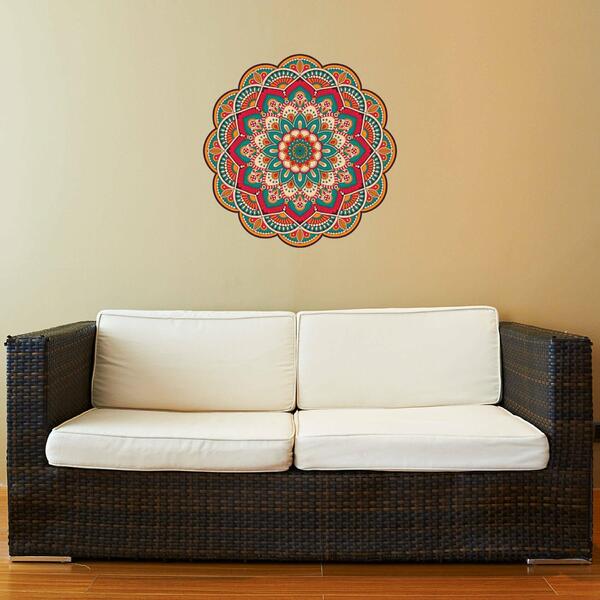 Adesivo De Parede Para Sala Mandala Laranja
