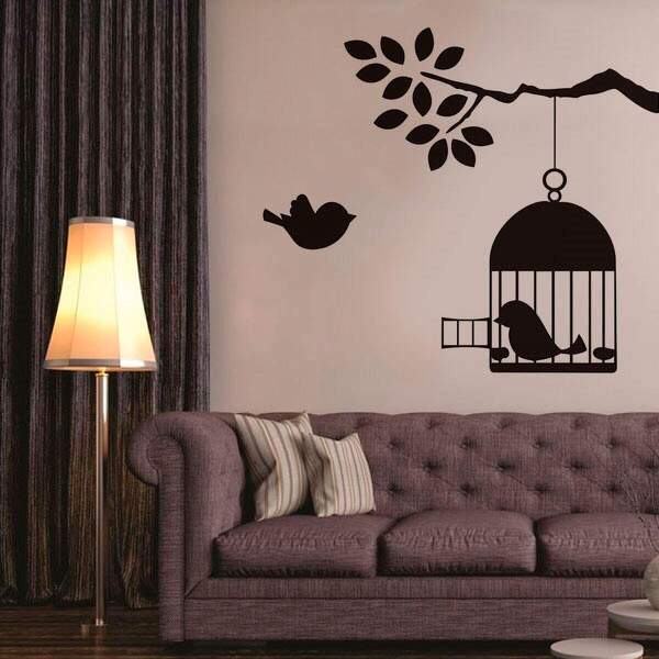 Adesivo De Parede Passarinho Voltando A Gaiola-eg 80x80cm