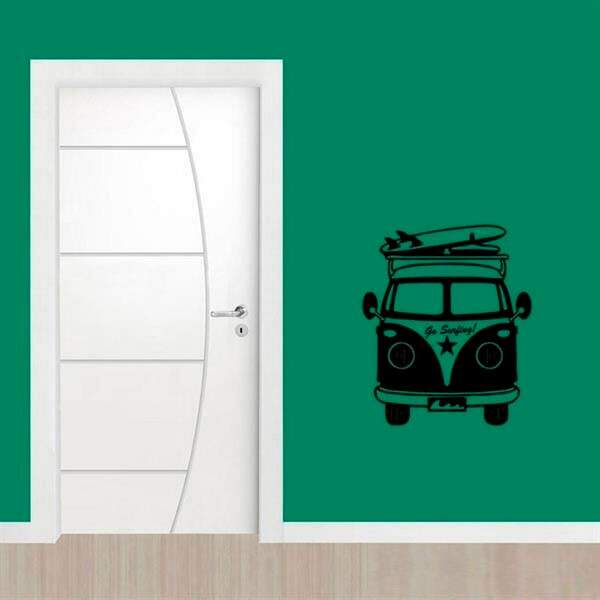Adesivo De Parede Perua Kombi Surf 3-p 30x35cm