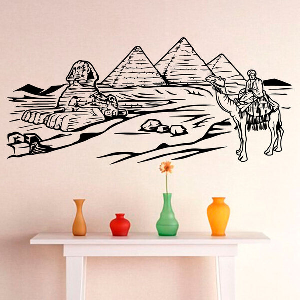 Adesivo De Parede Pirâmides E Esfinge Do Egito-p 98x43cm