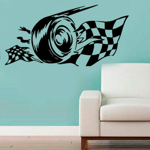 Adesivo De Parede Pneu Na Linha De Chegada-m 97x48cm