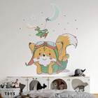 Adesivo De Parede Raposinha Com Roupinha Verde-eg 85x68cm