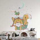 Adesivo De Parede Raposinha Com Roupinha Verde-m 65x52cm