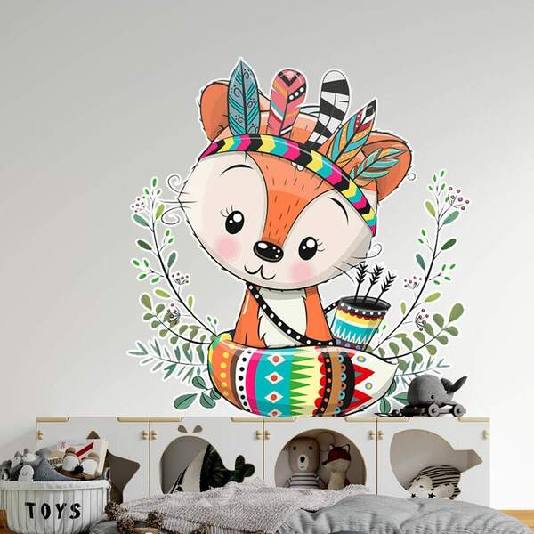 Adesivo De Parede Raposinha Da Tribo-eg 85x87cm