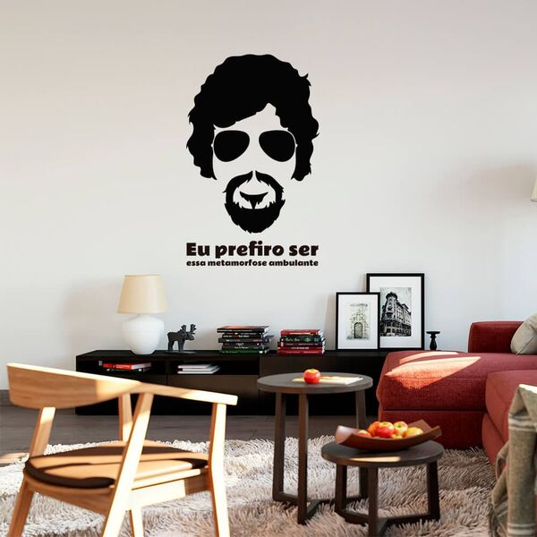 Adesivo De Parede Raul Seixas Metamorfose Ambulante - Preto