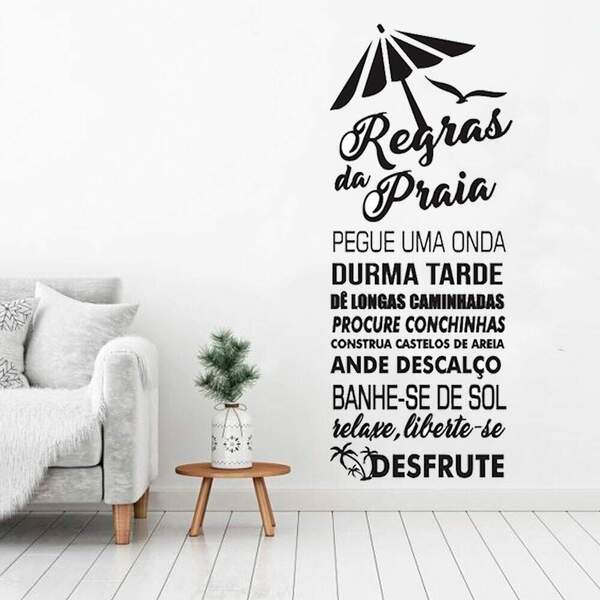 Adesivo De Parede Regras Da Praia-g 48x120cm