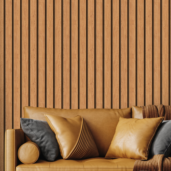 Adesivo De Parede Ripas De Madeira Clara Lavável Sala Hall | Leroy Merlin