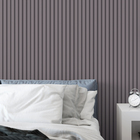 Adesivo De Parede Ripas De Madeira Roxo Liso Lavável Quarto