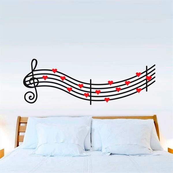 Adesivo De Parede Romântico Música-g 140x50cm