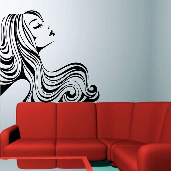 Adesivo De Parede Salão De Beleza Rosto De Mulher-m 58x58cm