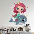 Adesivo De Parede Sereia Na Baleia-g 75x61cm