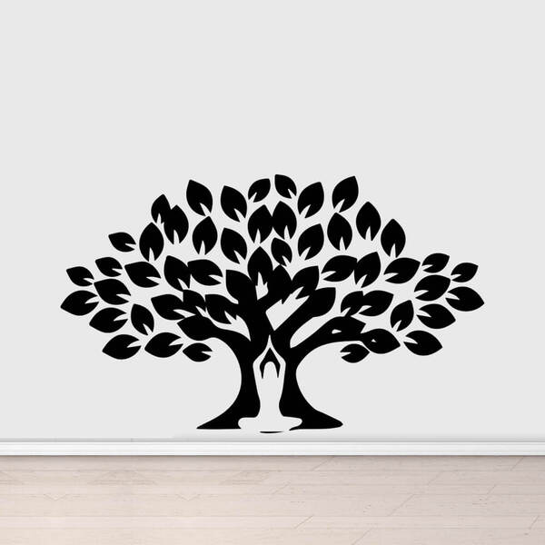 Adesivo De Parede Silhueta Árvore Yoga - Preto