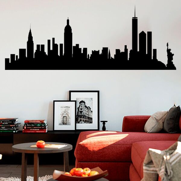 Adesivo De Parede Skyline Nova York - Preto