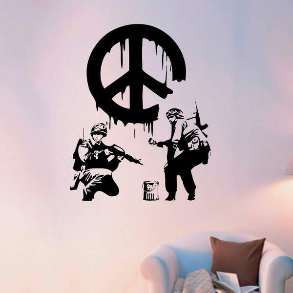 Adesivo De Parede Soldados E Símbolo Da Paz-m 45x58cm