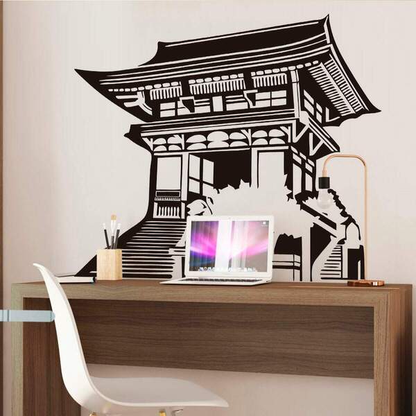 Adesivo De Parede Templo Chinês 02-g 66x58cm