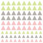 Adesivo De Parede Triangulos Verde, Cinza E Rosa 78un