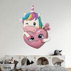Adesivo De Parede Unicornio Com Coração-m 65x48cm