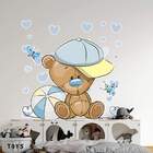 Adesivo De Parede Ursinho De Chapeu Azul-eg 85x91cm