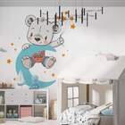 Adesivo De Parede Ursinho Na Lua Com Estrelas-m 65x58cm