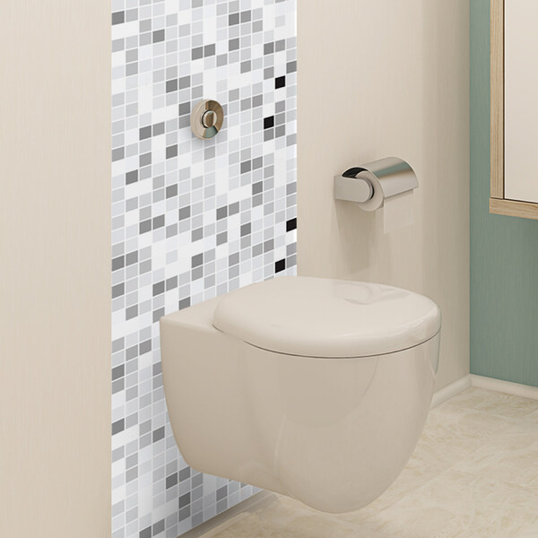 Adesivo de Pastilhas Liso Branco & Cinza Claro 25x25 cm com 1