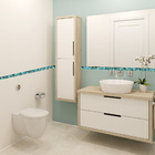 Adesivo de Pastilhas Liso em Faixas Turquesa Oceano 3x30 cm c