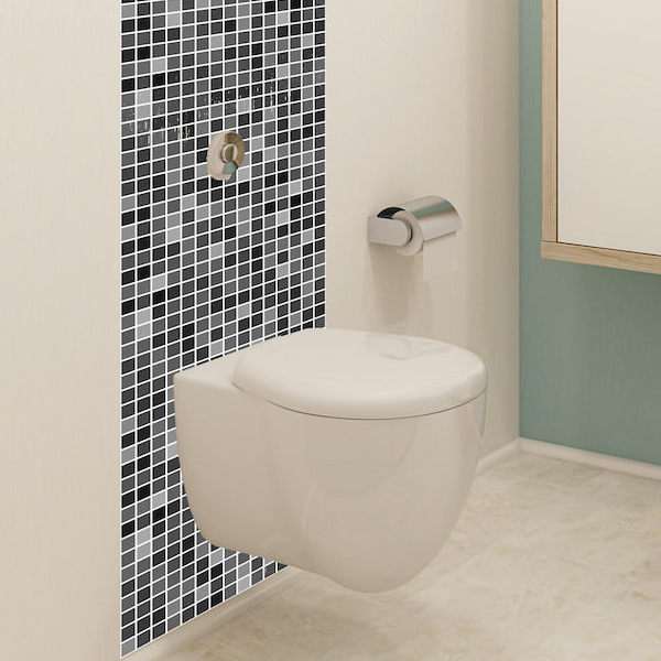 Adesivo de Pastilhas Liso Preto Cinza 25x25 cm com 10un