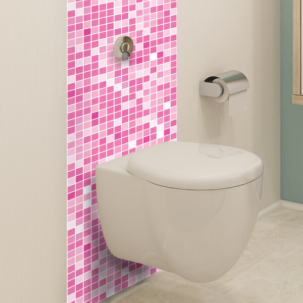 Adesivo de Pastilhas Liso Rosa Flor de Lotus 25x25 cm com 10un