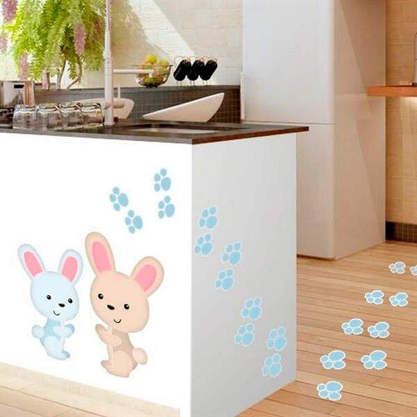 Adesivo De Pegadas De Coelho Da Pascoa Azul-p 90x36cm